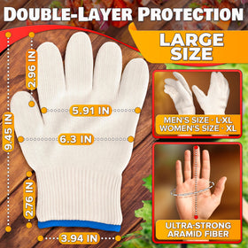 V TOWER glove palm grip detail showing secure grip for hot pans.