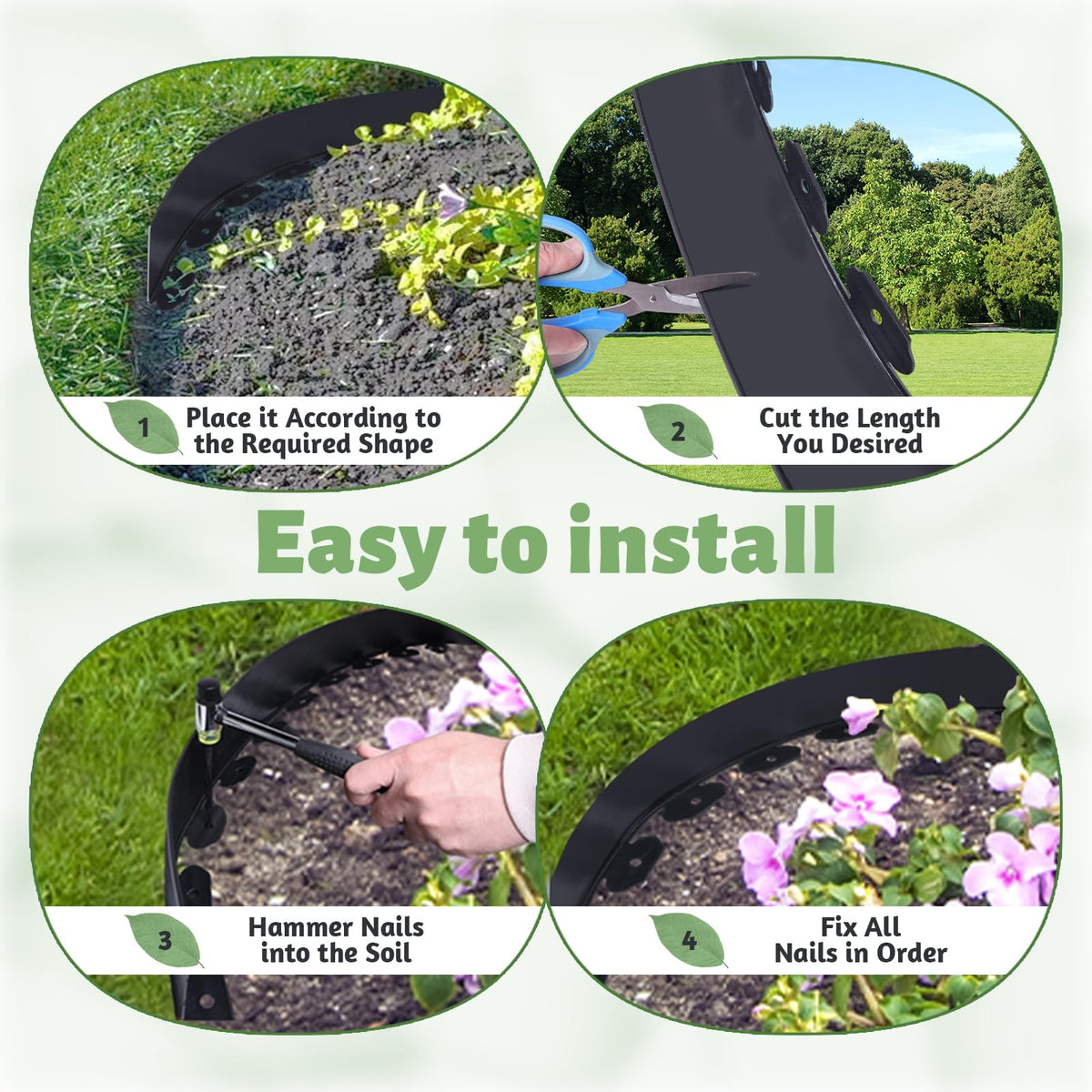 VUAOHIY UV-resistant 4-inch edge helps contain mulch and gravel.