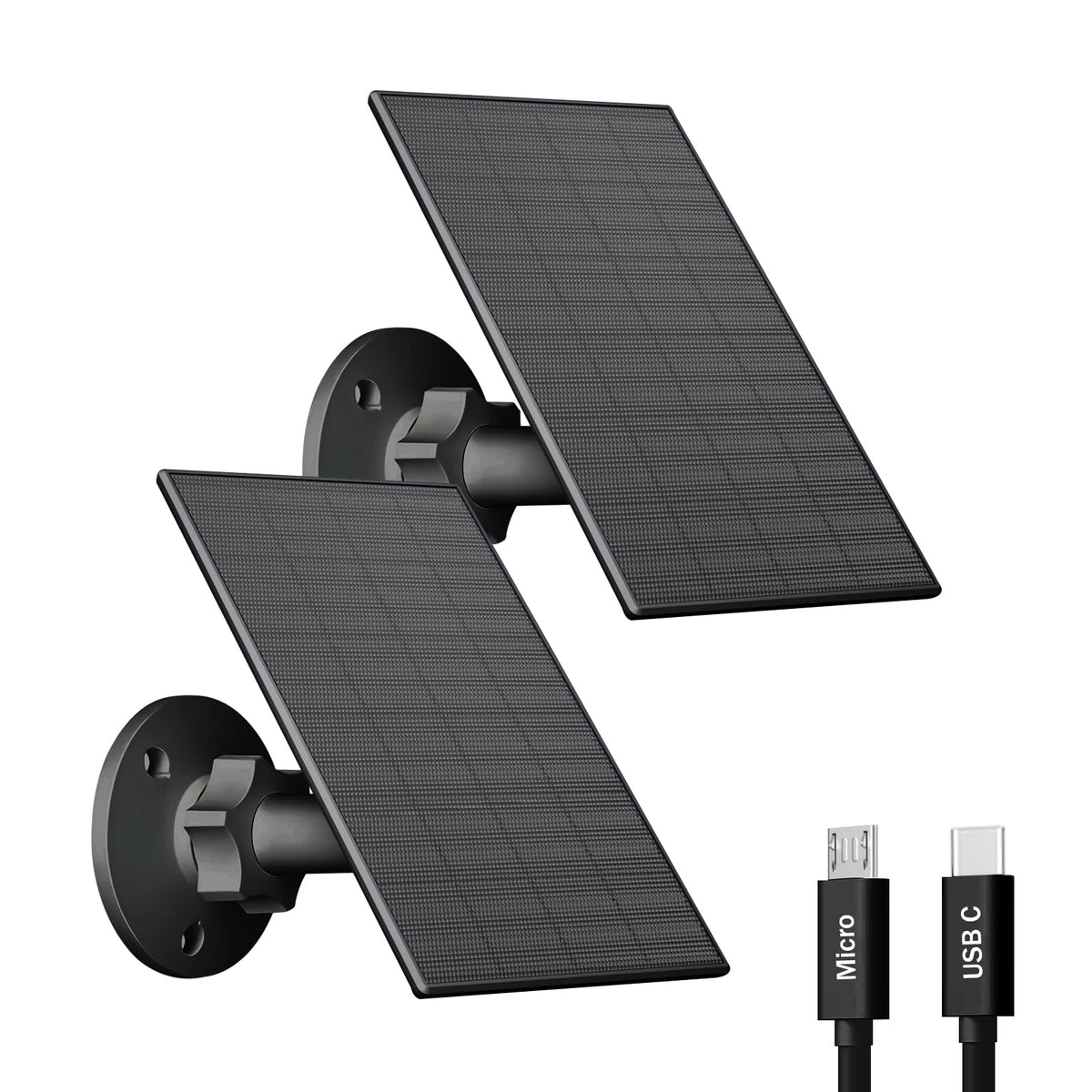 VUEBEE 2W solar panel two-pack for outdoor camera charging in daylight