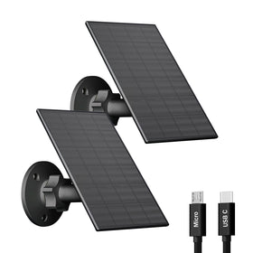VUEBEE 2W solar panel two-pack for outdoor camera charging in daylight