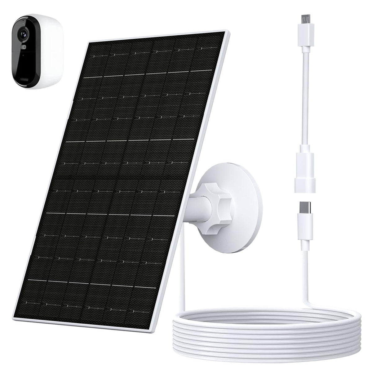 VUEBEE 7W solar panel powering Arlo compatible cameras for reliable charging