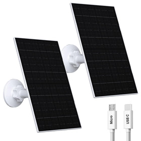 VueBee 7W solar panel mounted beside an EufyCam for uninterrupted outdoor power