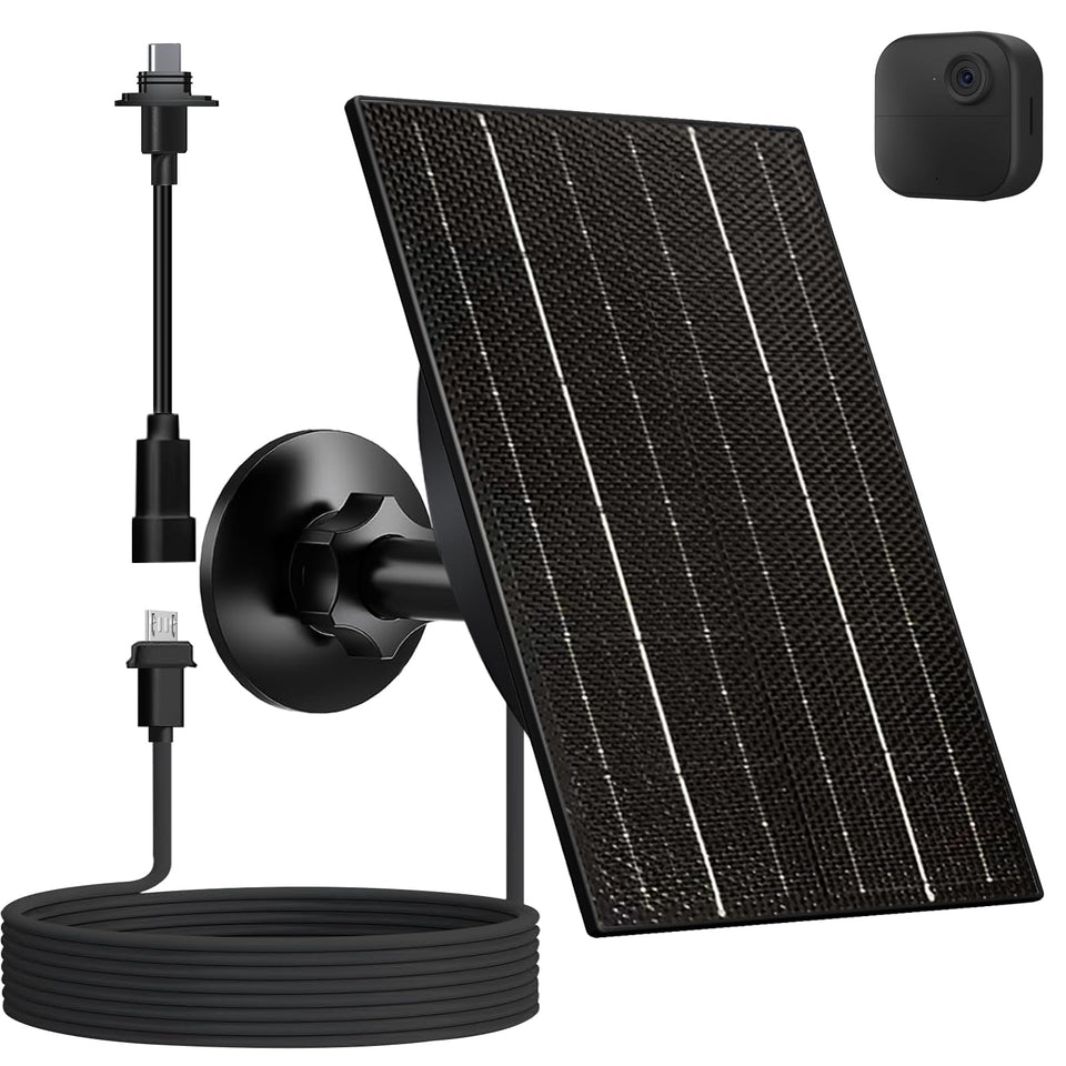 VUEBEE solar panel for Blink Outdoor delivers steady 4W charging in sun or clouds.