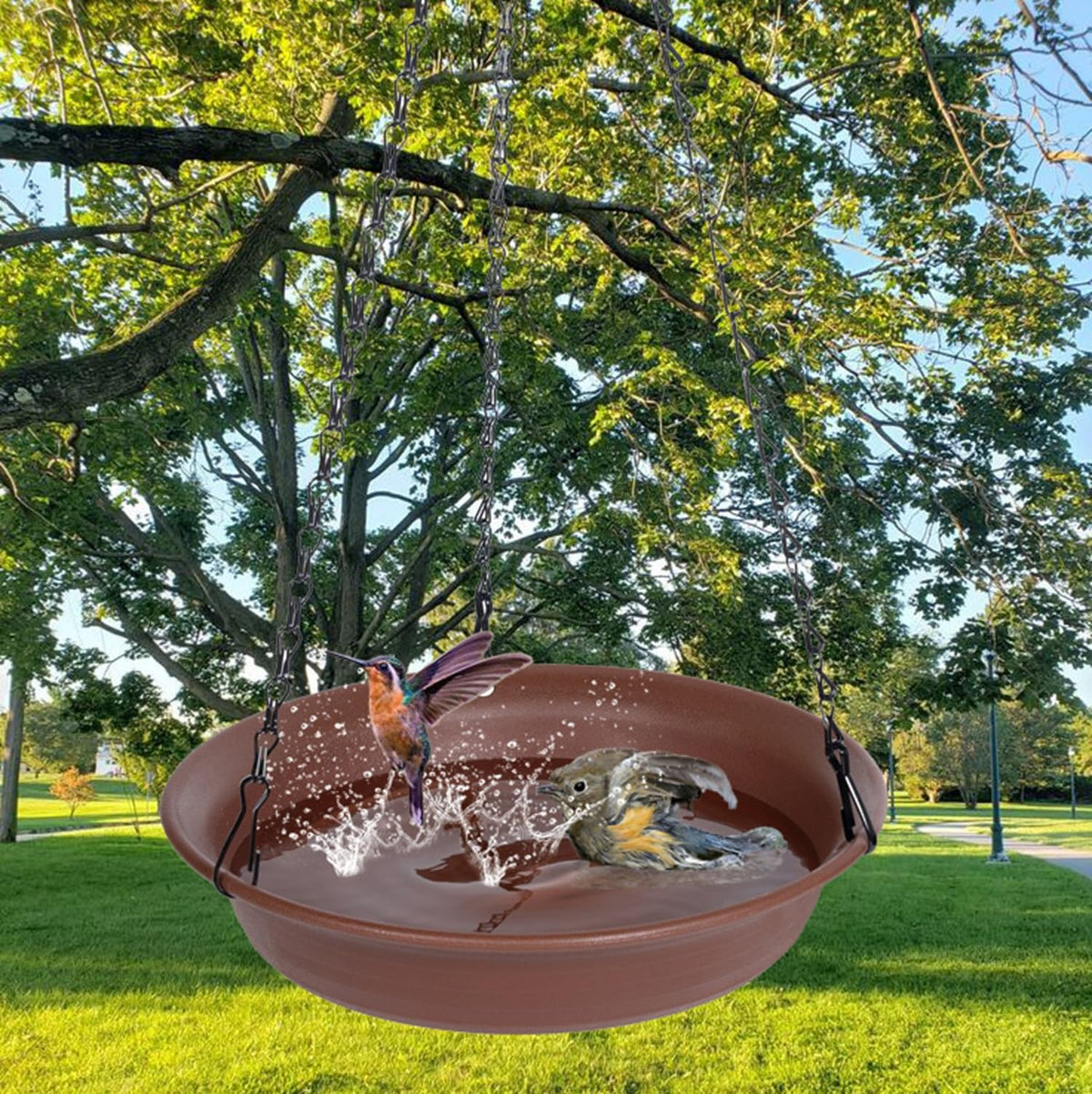 VUWEZ garden bird bath accessory adds charm to patios and decks.
