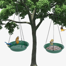 VUWEZ outdoor-bird-feeder-setup shows quick installation on a tree.