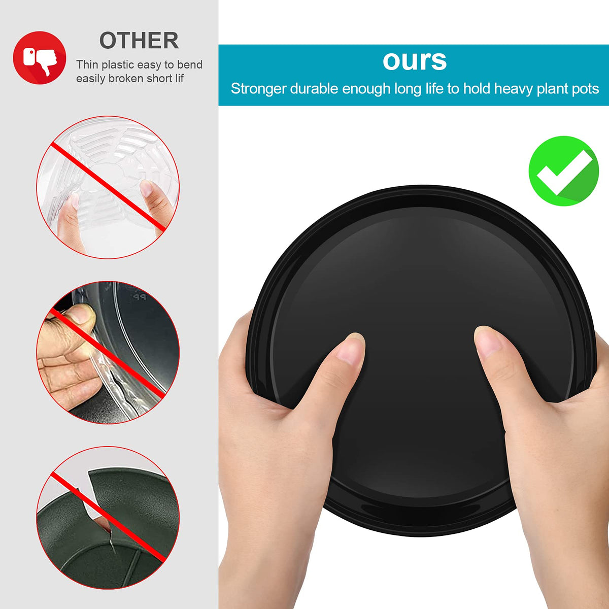 VUWEZ saucer under a pot protects floors and catches drainage efficiently.