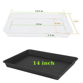 VUWEZ rectangle plant tray side view highlights height for tall pots and spill control