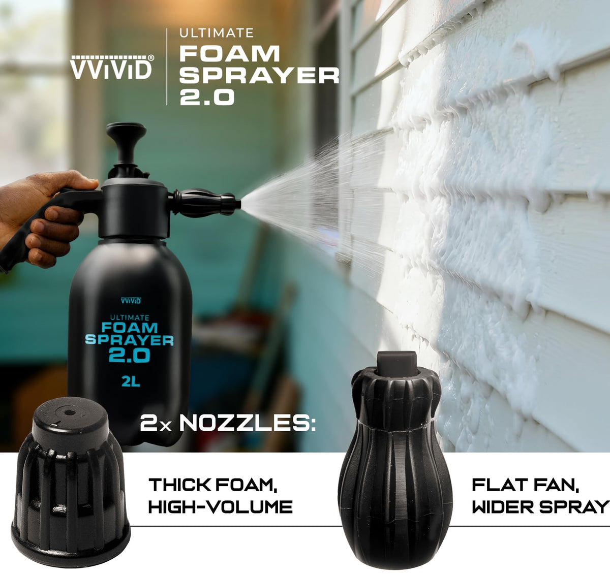 VViViD Ultimate Foam Sprayer 2.0 adjustable-nozzles for mist or stream.