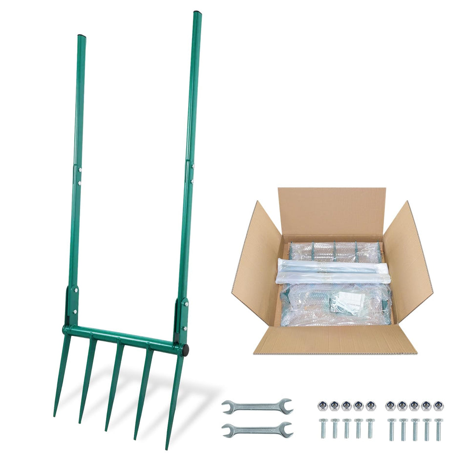 VVOKGO broadfork with unbreakable-steel-head enables durable soil work.