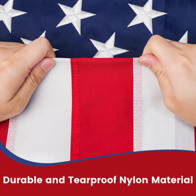 VYBDS heavy-duty polyester flag stands up to rain, snow, and sun.
