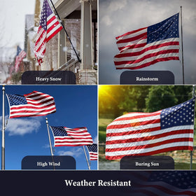 VYBDS flag with embroidered stars and reinforced stitching for longevity.