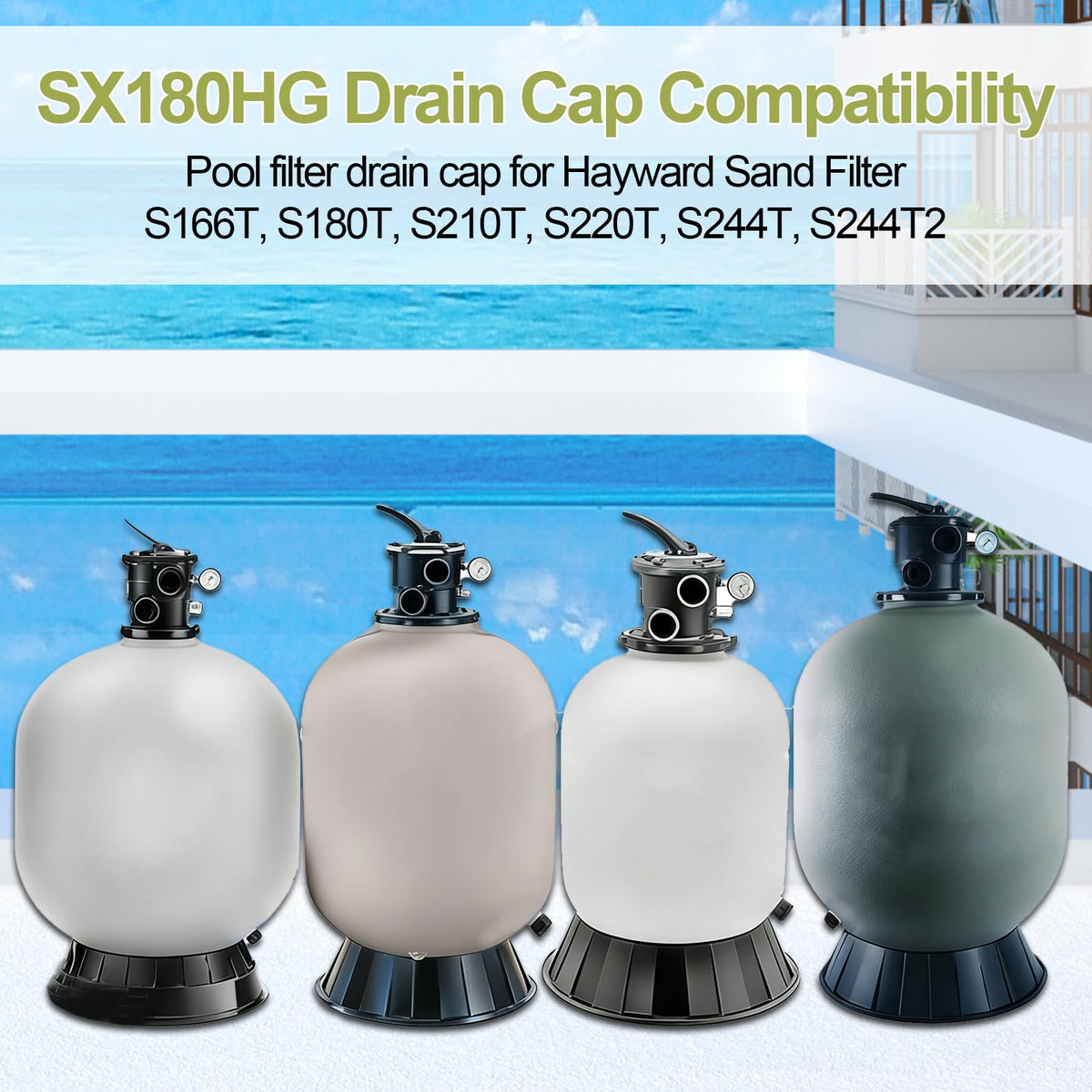 VYF SX180HG easy-install image shows hand-tightened drain cap.