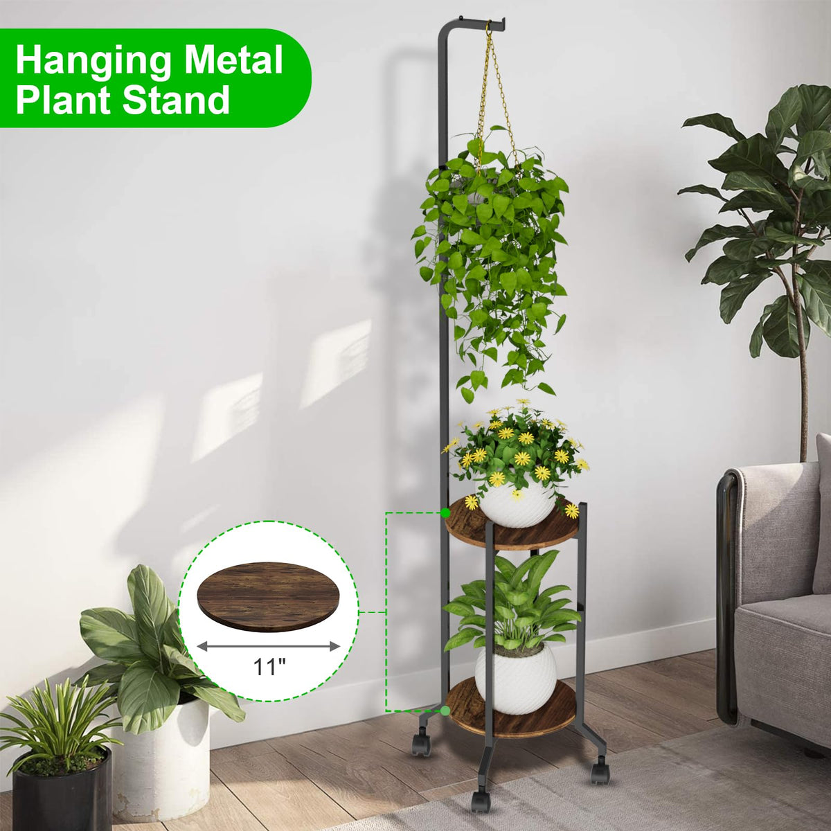 VyGrow 2-tier hanging top offers space for trailing pothos and ivy