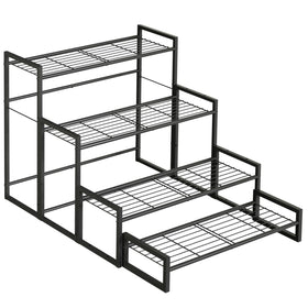 VyGrow 4-tier plant stand front view with widened shelves for lush arrangements