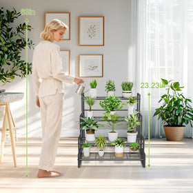 VyGrow 4-tier stand on patio showing outdoor resilience and finish