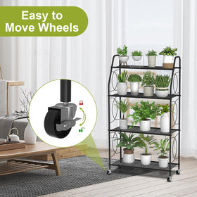 VyGrow 4-tier stand with wheels, side view highlighting sturdy frame and mobility