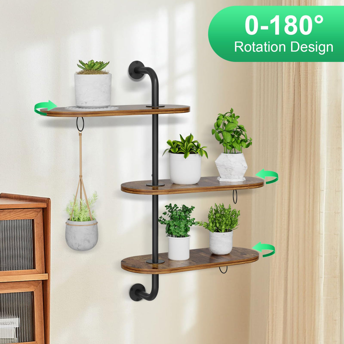 VyGrow anti-slip mats and rings securing pots on the shelf