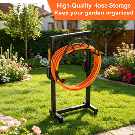 VyGrow garden hose holder in elegant black finish blending with home and yard style.