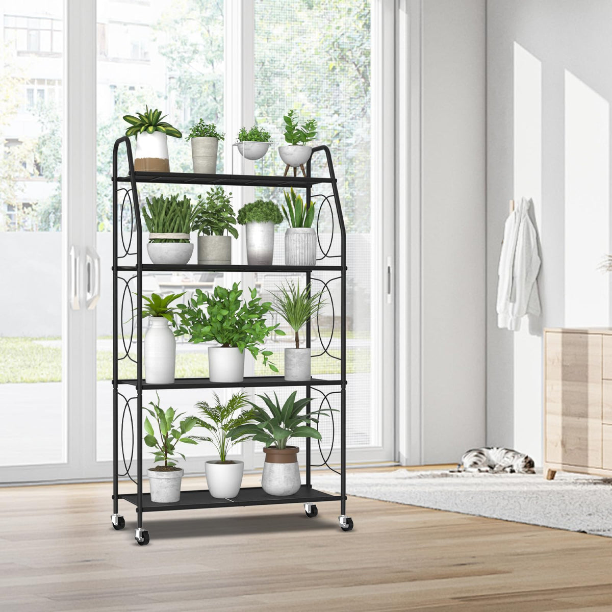 VyGrow indoor-outdoor stand with wheels shown on balcony for versatile use