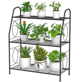 VyGrow 3-tier plant stand full view with space for multiple plants indoors or outdoors.