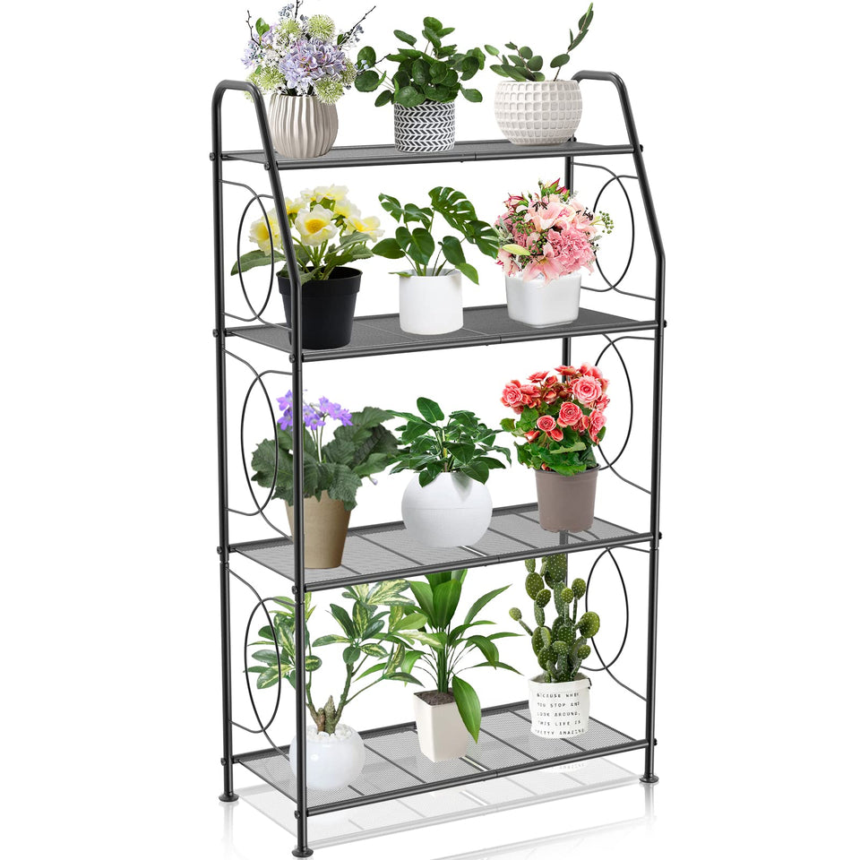 VyGrow 4-tier plant stand structure offers stable indoor outdoor display