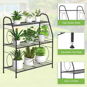 VyGrow plant stand with adjustable foot pads protects floors on any surface.
