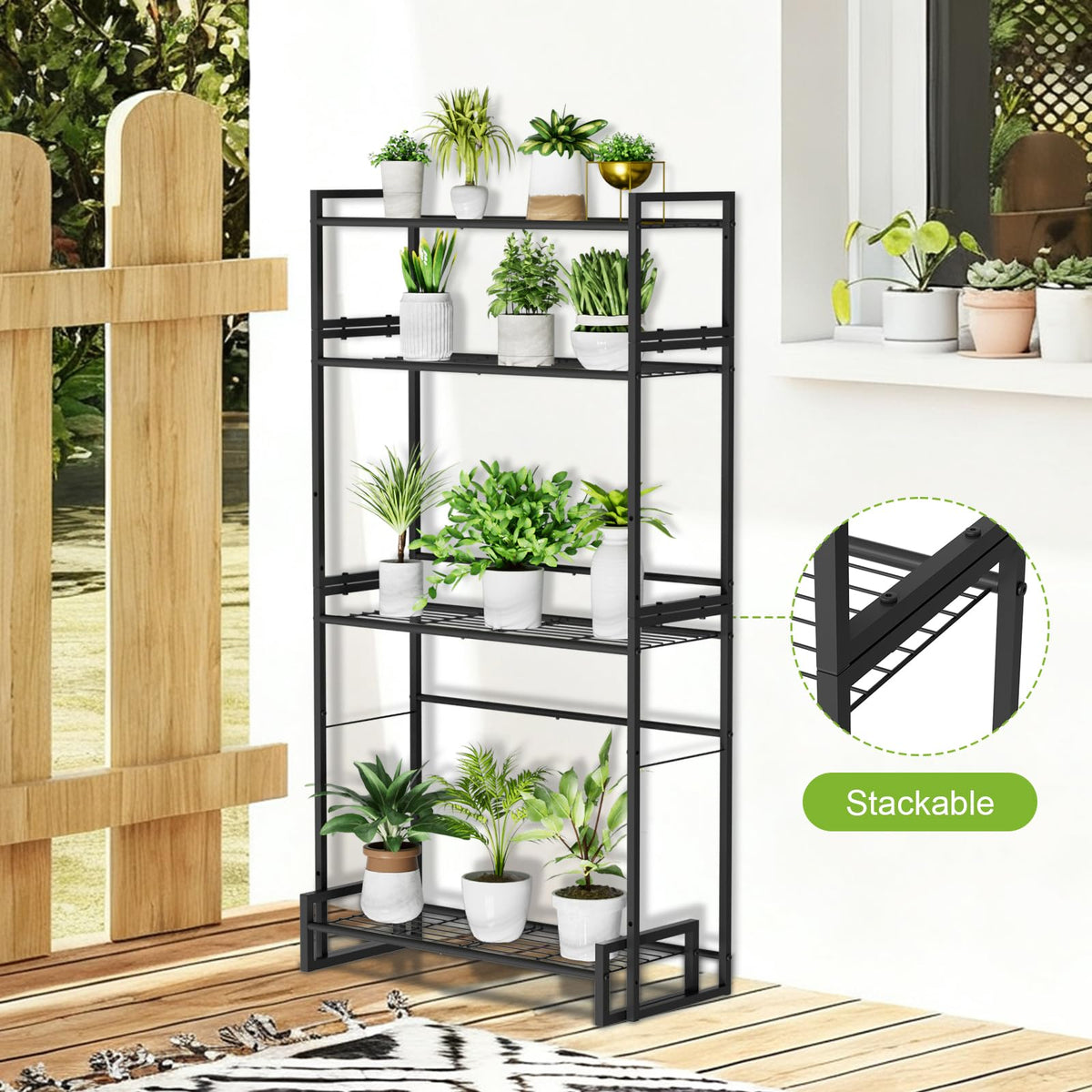 VyGrow plant stand indoors and outdoors in use for versatile display