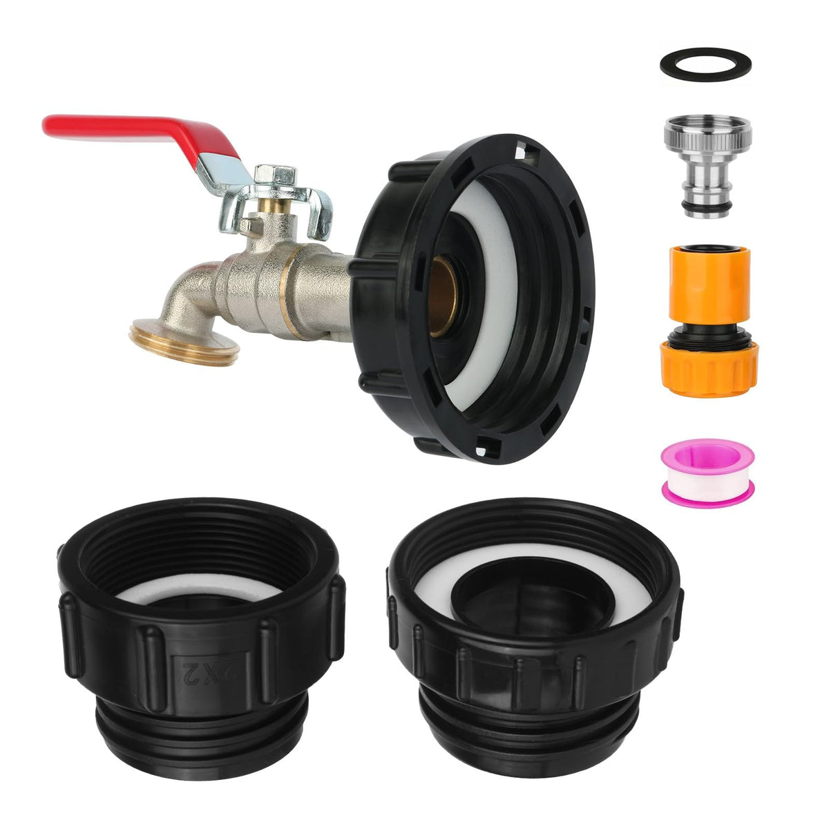 VYH 275-330 gallon IBC tote adapter with three-size options for versatile connections.