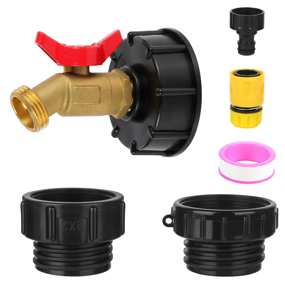 VYH 275-330 gallon IBC tote adapter with brass faucet for leak-free flow