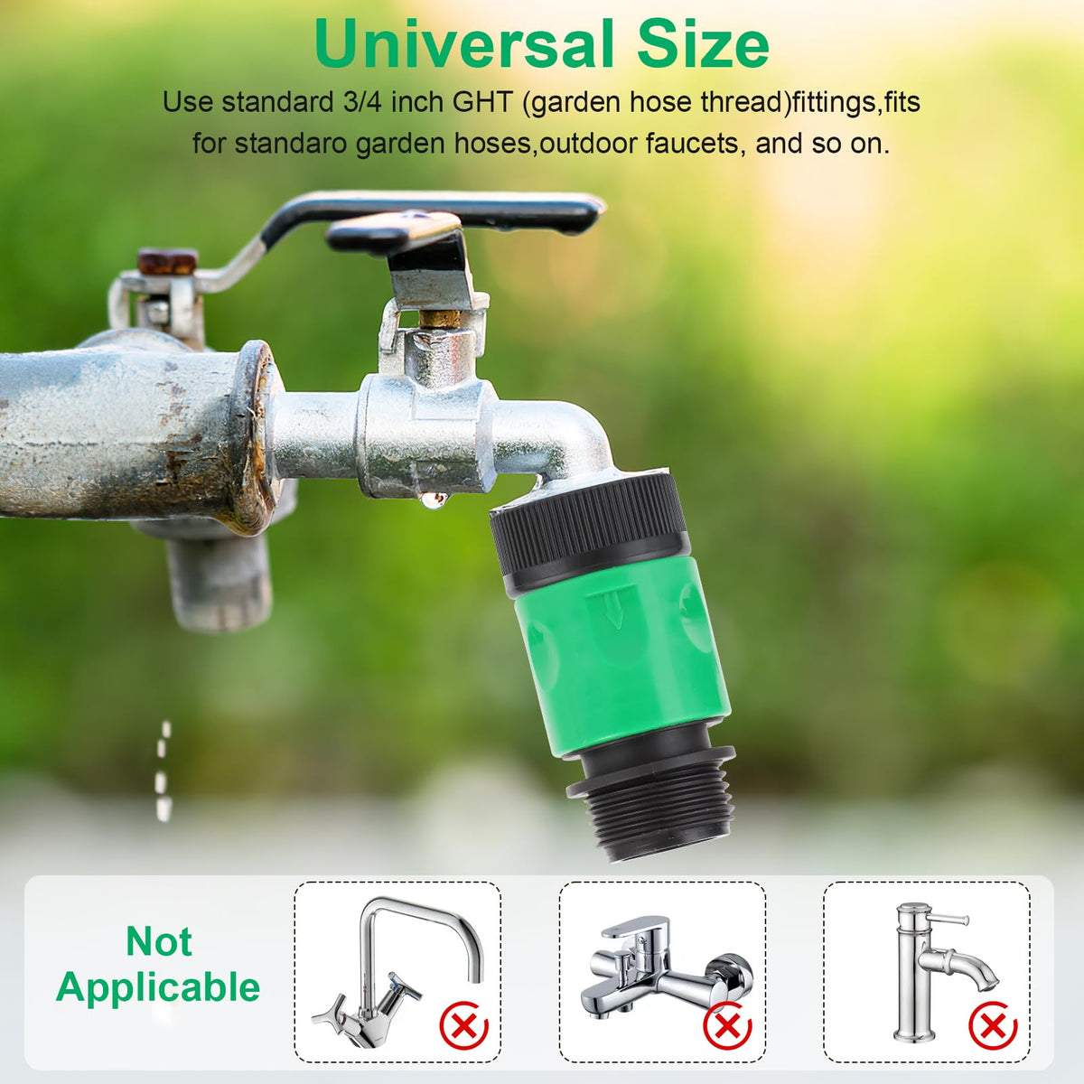 VYH 3/4-inch GHT female connector fits hoses and nozzles smoothly