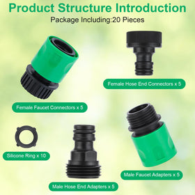 VYH faucet connector pairs for tight, drip-free irrigation setup