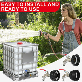 VYH IBC tote adapter with a 2-inch fine-thread end for quick hose attachment.
