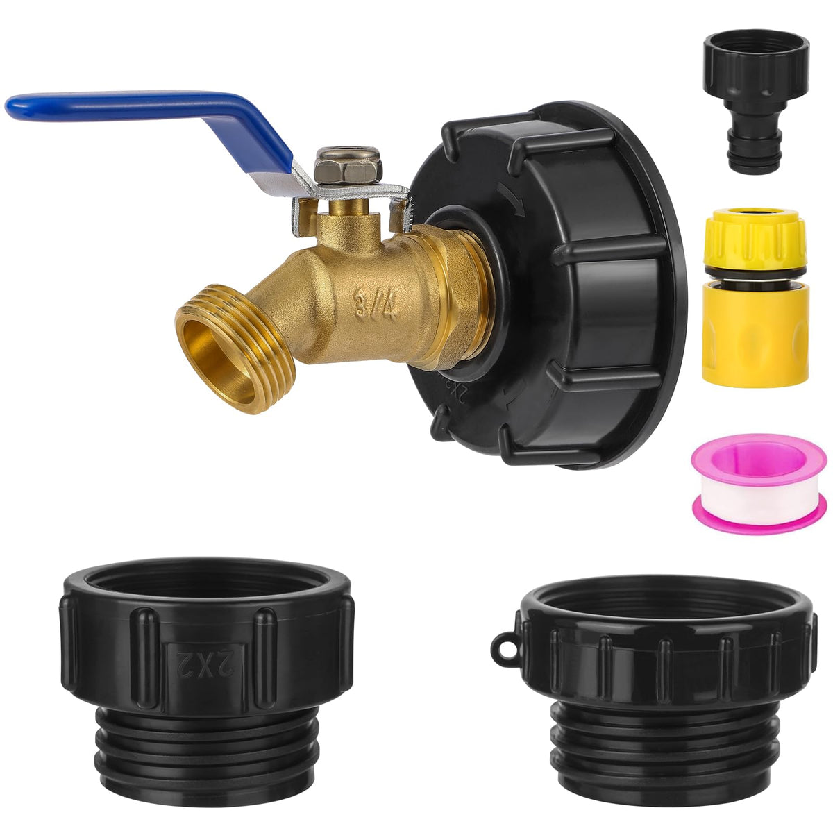VYH IBC tote adapter with brass valve assembly for durable, leak-free connections.