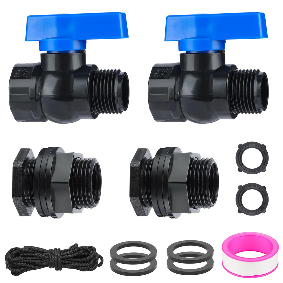 VYH rain-barrel spigot kit assembly for secure 3/4 GHT garden hose connection.