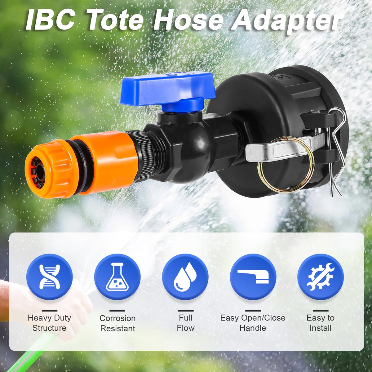 VYH tote adapter garden hose connection for easy dispensing