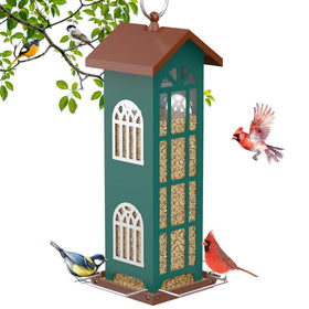 VYHAG metal bird feeder for outdoor hanging showing durable outdoor mounting.