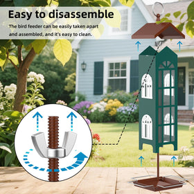 VYHAG waterproof-rustproof bird feeder keeps seed dry in rain.