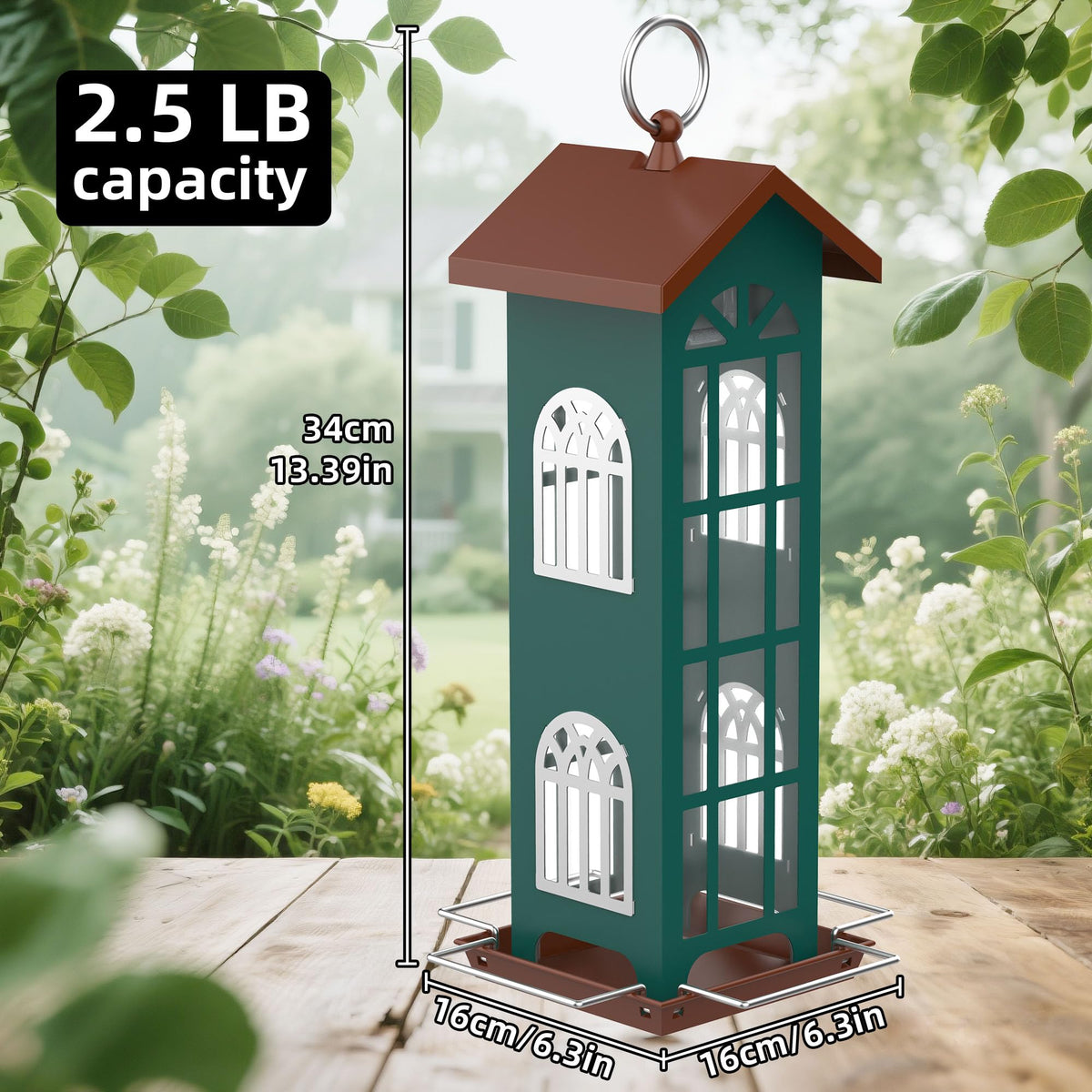 VYHAG weatherproof bird feeder resists rain for year-round use.