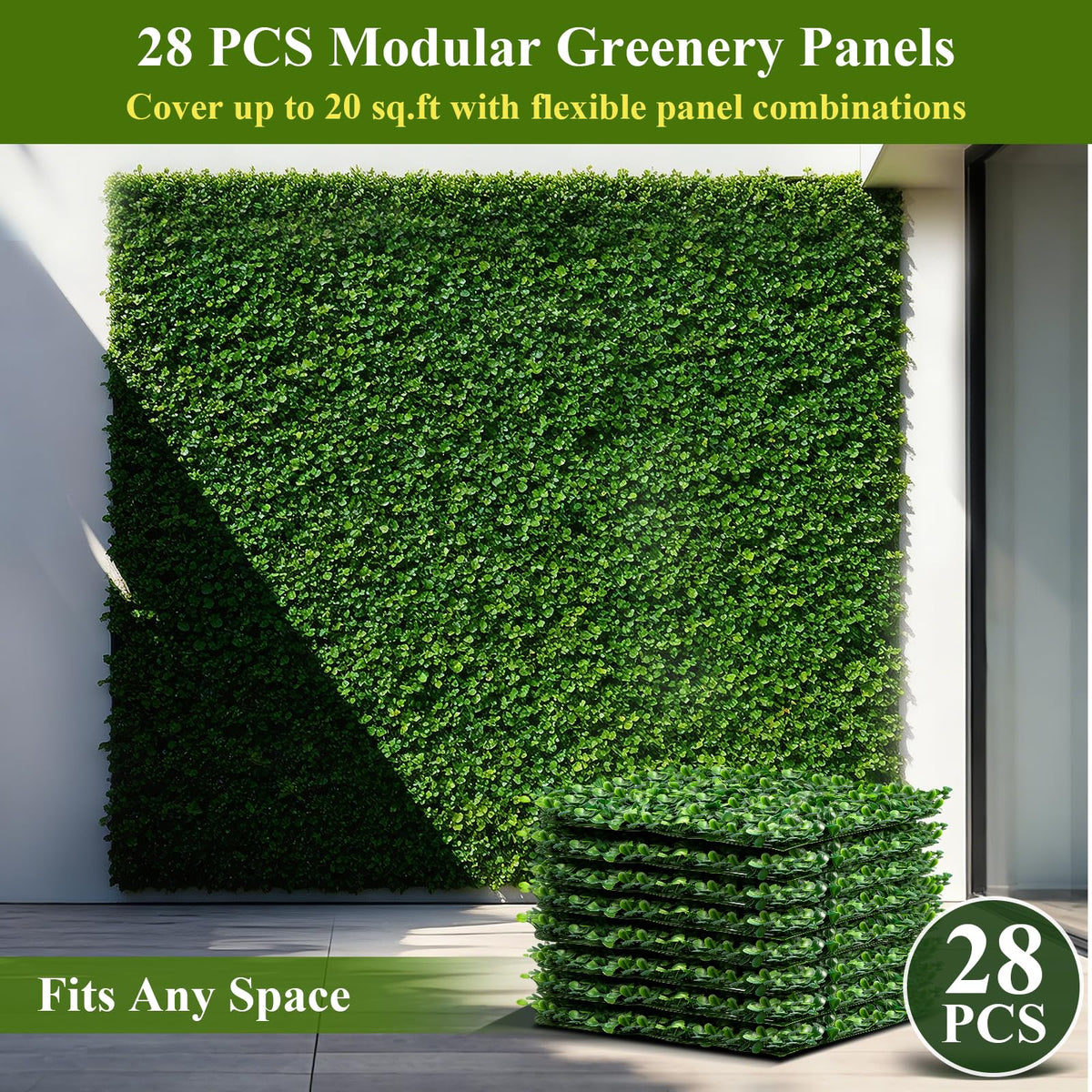 VYNALTIX UV-resistant outdoor grass wall ready for sun, rain, and seasonal changes.