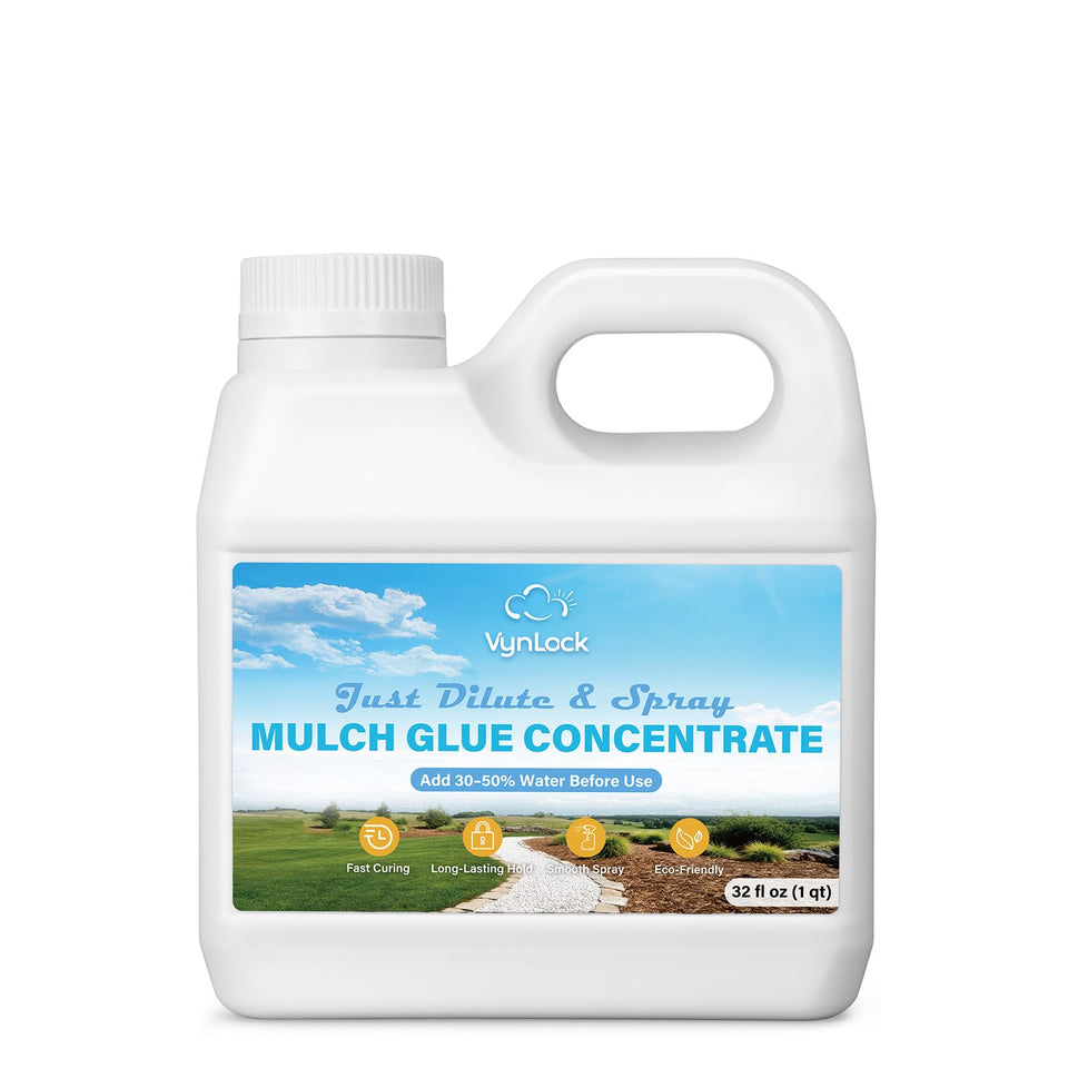 VynLock mulch glue bottle for easy dilution and wide coverage.
