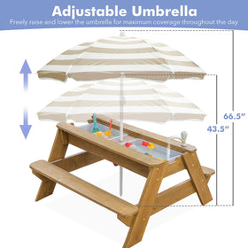 Vyomama adjustable umbrella providing shade during outdoor play