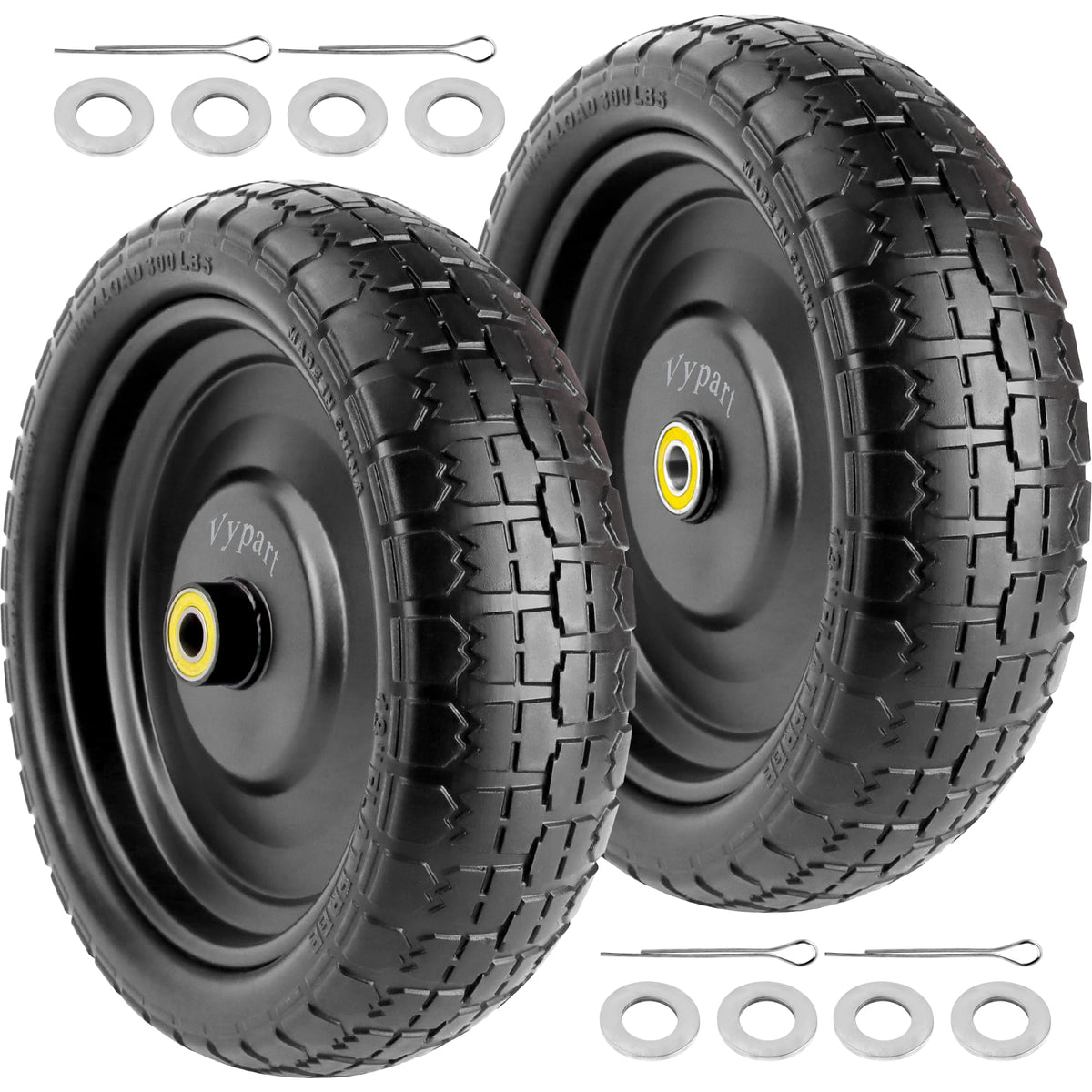 Vypart 13in flat-free wheel assembly for Gorilla Carts improves stability during hauling