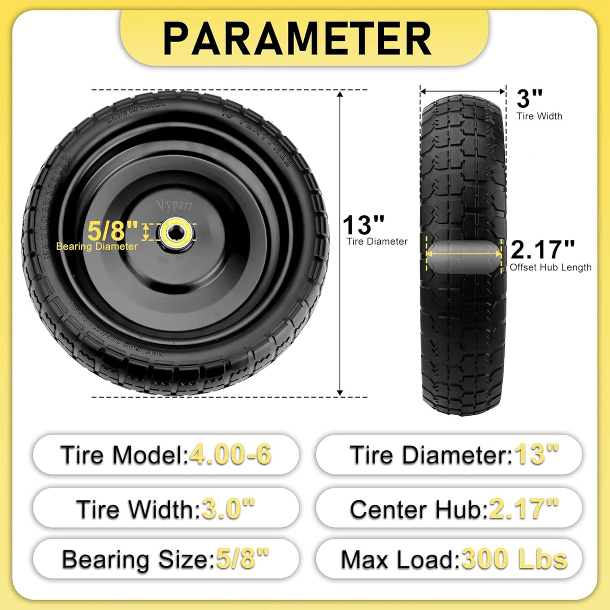 Vypart 5/8 bearing hub close-up shows durable load support