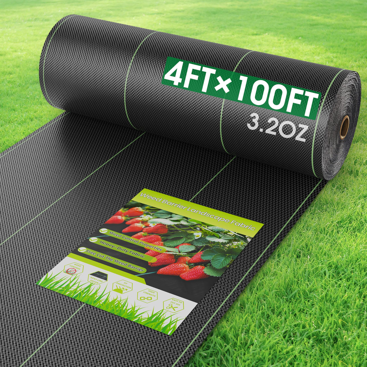 VZNEK weed barrier fabric heavy-duty roll blocks sunlight for easier weeding.