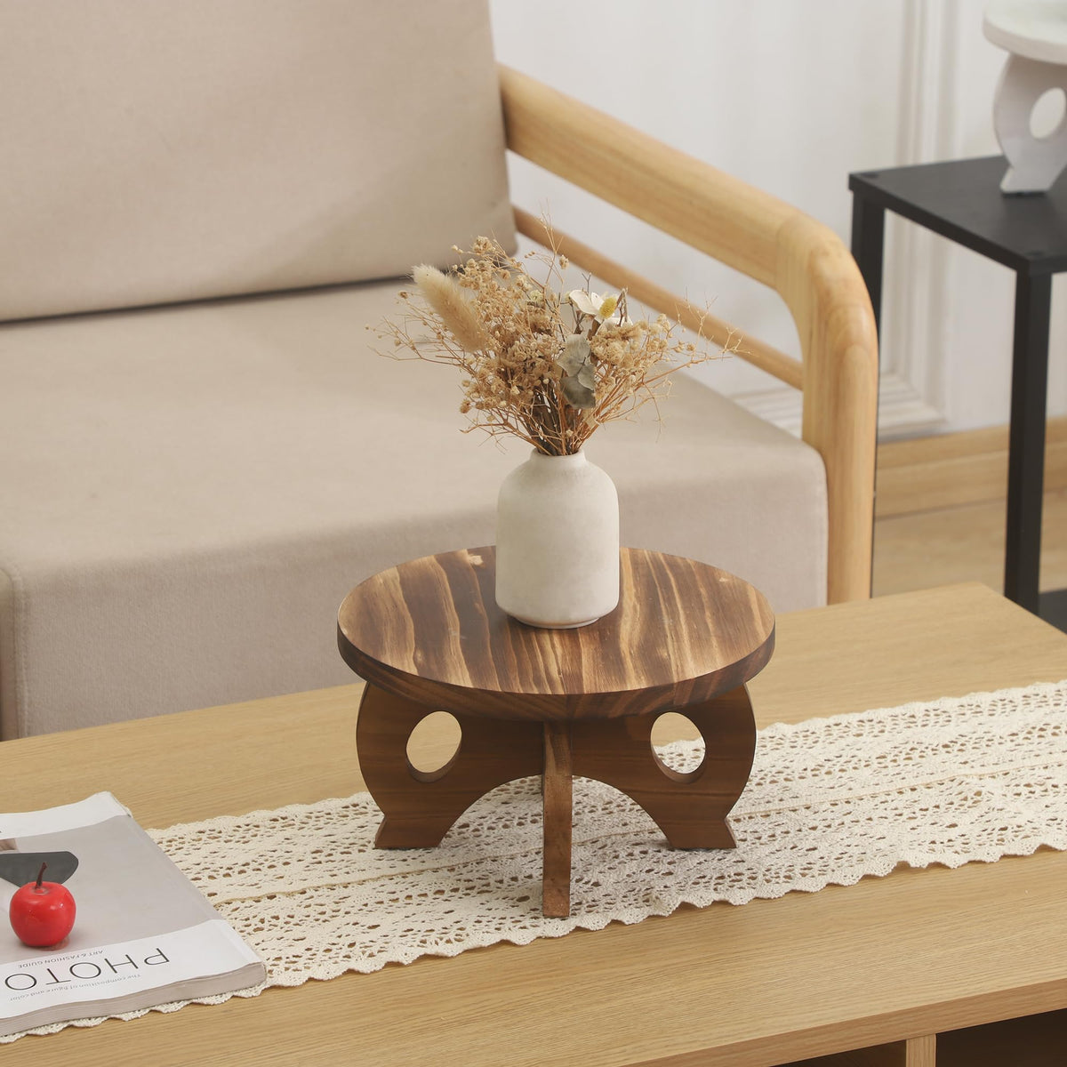 VZODESR dining table decor display elevates centerpiece with sturdy pine.