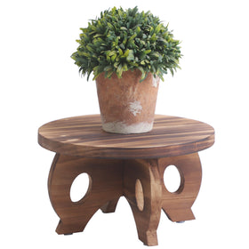 VZODESR round wooden plant stand for indoor display and floor protection.