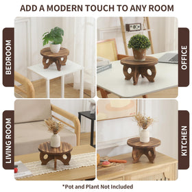 VZODESR whitewashed wood riser creates warm rustic ambiance on counters.