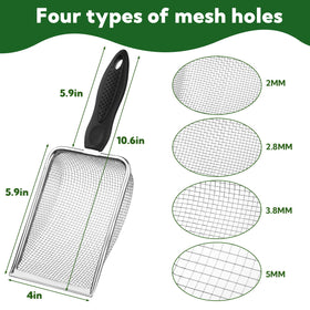 VZZNN 2mm mesh sifter detail promotes fine soil and seed mix refinement.