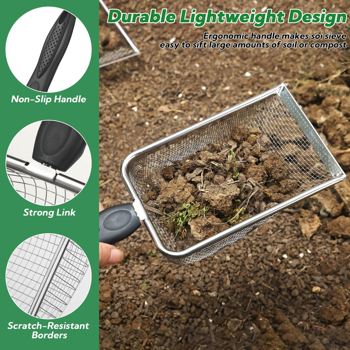 VZZNN 38mm mesh sifter enables larger particle screening for reptile substrate.