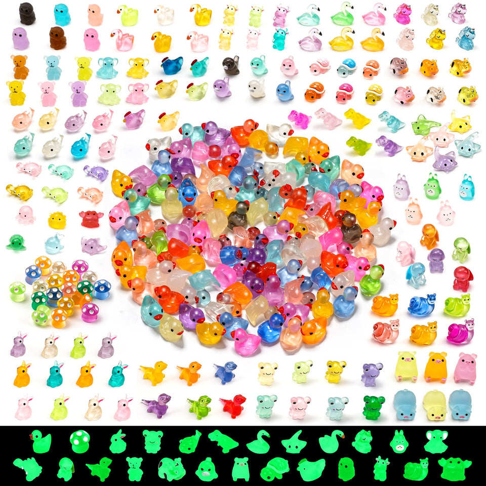 VZZNN duck figurines glow in the dark for fairy gardens.